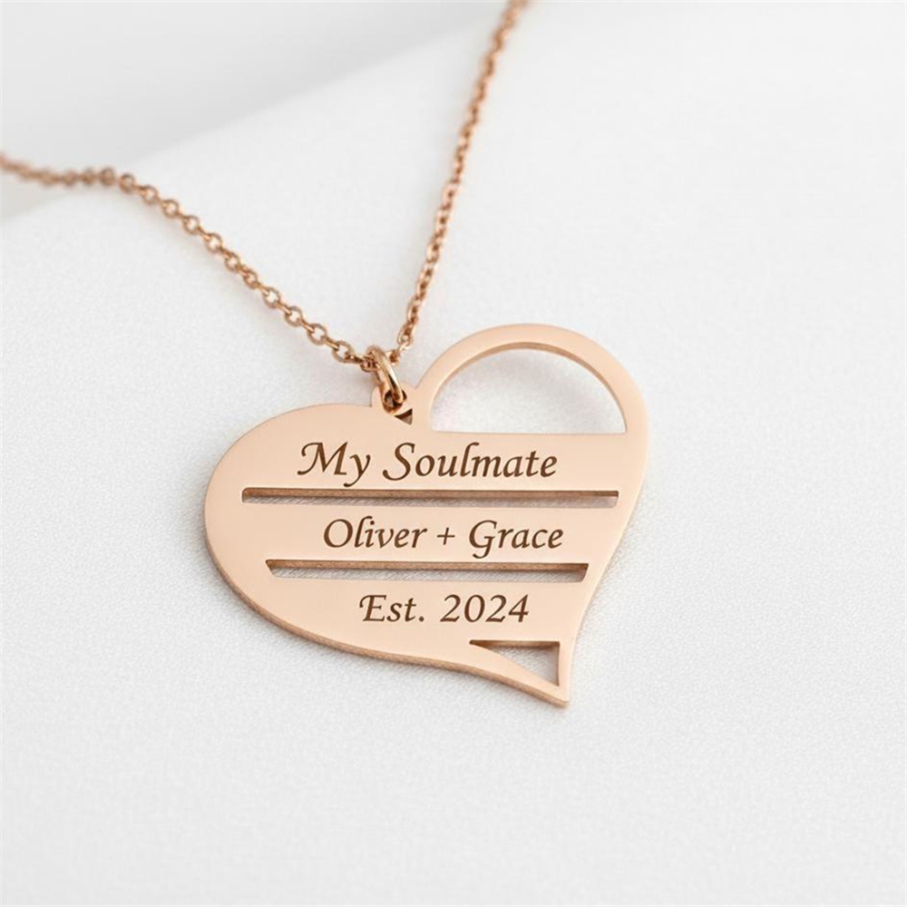 Custom Heart Necklace Stainles - Birth Flower Necklace ulasan dan harga