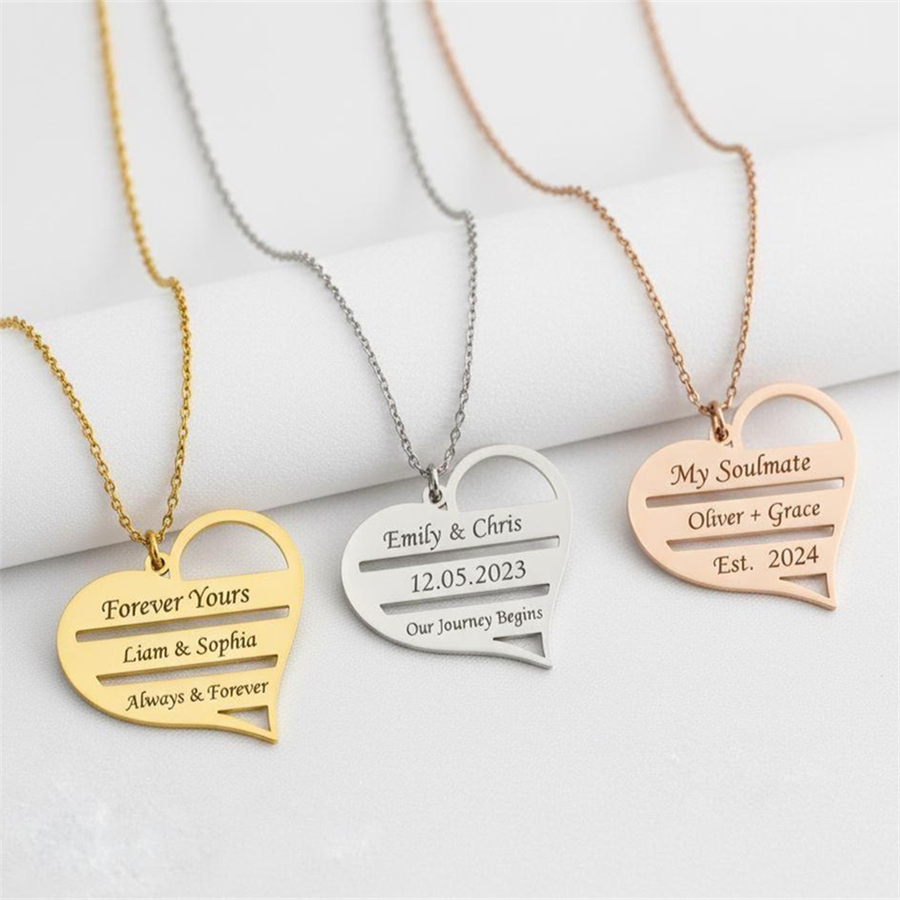 Custom Heart Necklace Stainles - Birth Flower Necklace ulasan dan harga