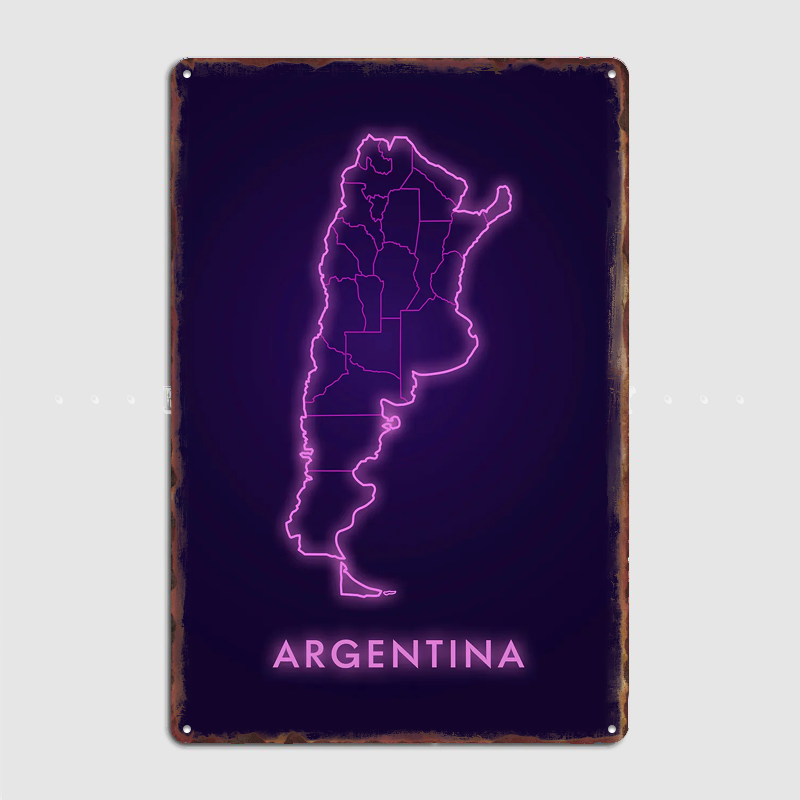 Argentina Neon Map Metal Sign  - Custom Map Poster ulasan dan harga